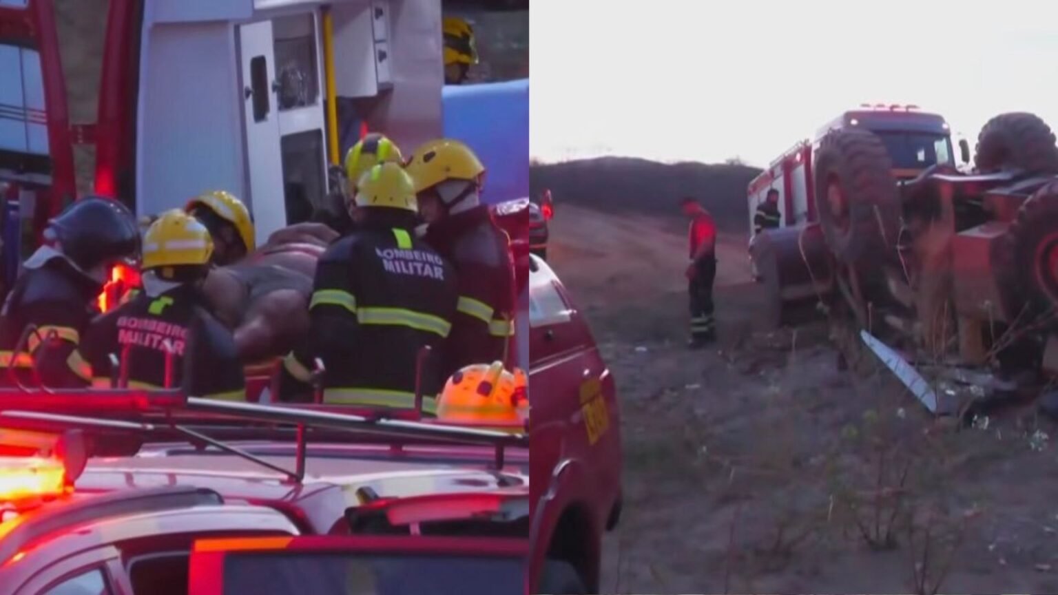 Bombeiros salvam operador preso após tombamento de máquina em Currais Novos