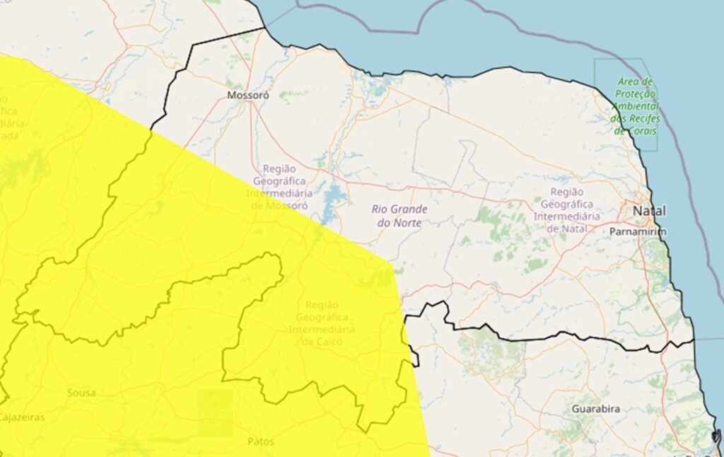 Inmet emite alerta de baixa umidade para 72 cidades do RN