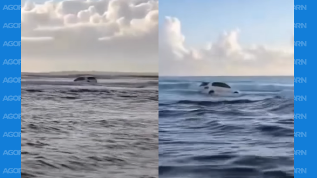 Três carros ficam presos e boiando no mar em Rio do Fogo