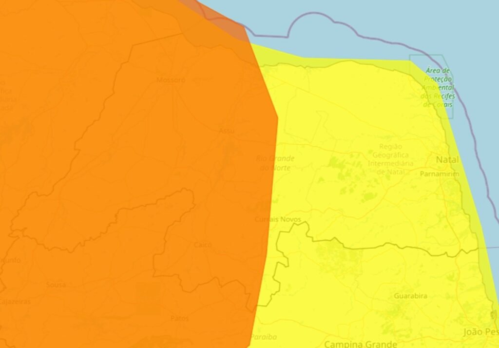 Inmet alerta para chuvas fortes no Rio Grande do Norte até sábado