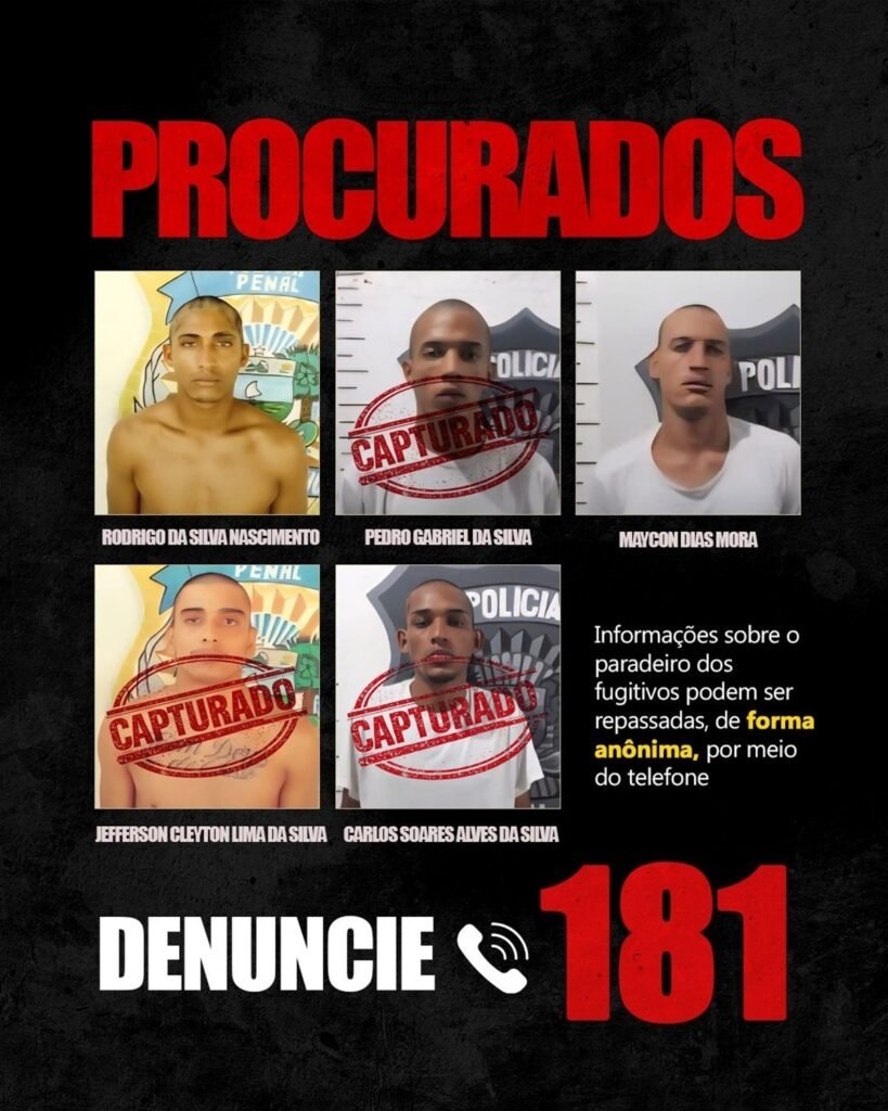 Terceiro fugitivo de Alcaçuz é recapturado; dois ainda estão soltos