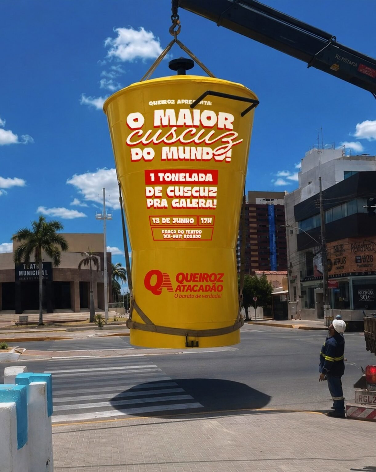 Queiroz Atacadão prepara maior cuscuz do mundo em Mossoró