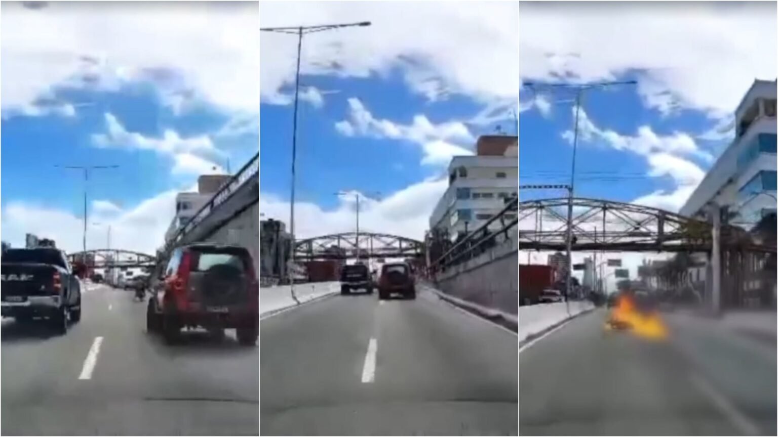 Motociclista é atingido por carro e moto pega fogo na Salgado Filho, em Natal